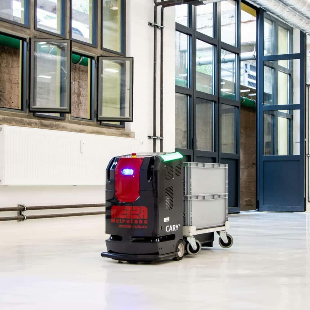 Autonomous Mobile Robot transporting parts to a production line